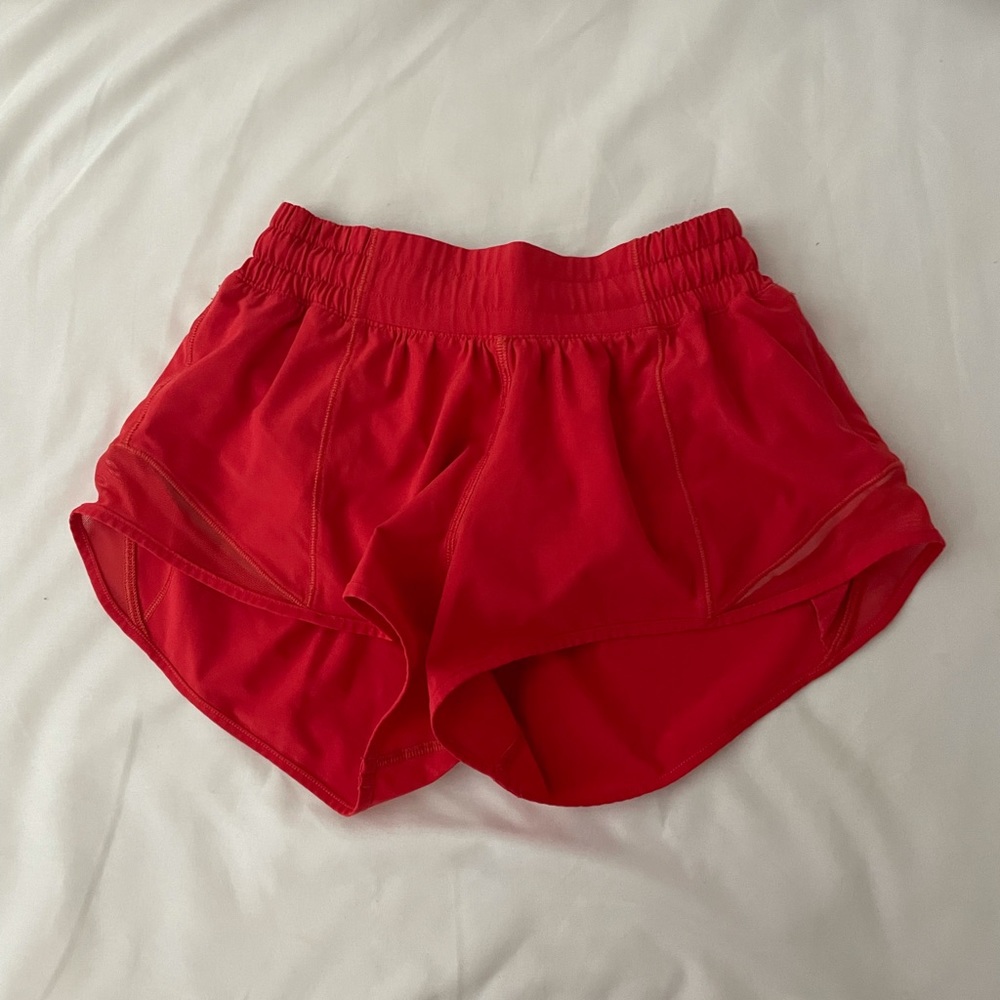 red hotty hot lululemon shorts